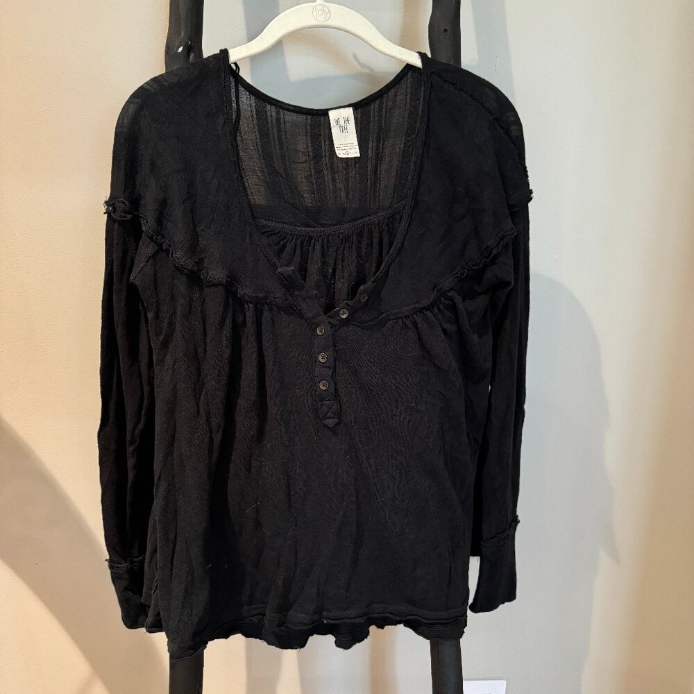 Free People Long Sleeve Quarter Button Up Shirt